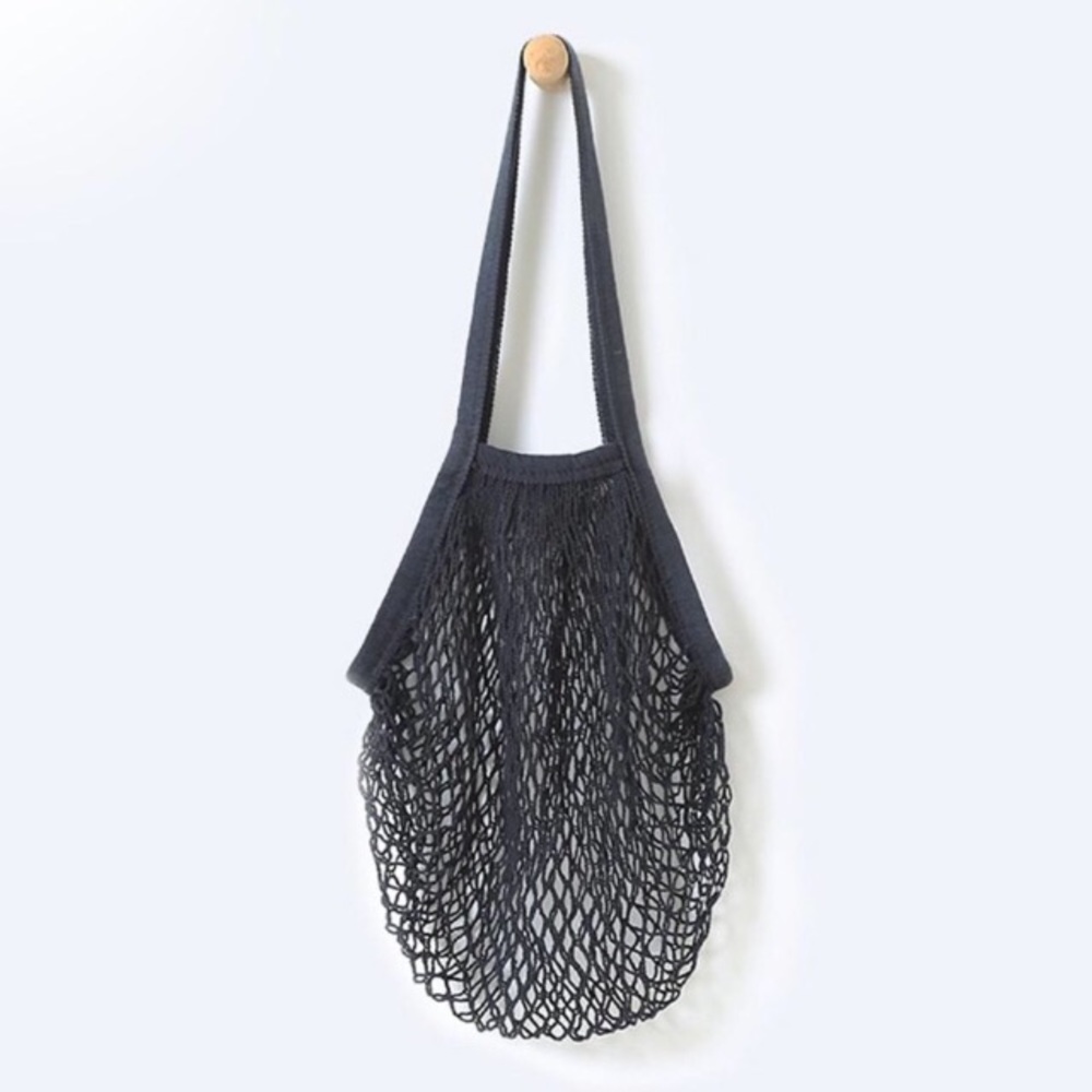 Parisienne Cotton Market Open Net Tote Bag Black - Picture 4 of 6